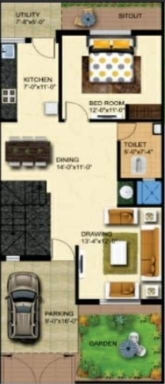  sarthak greens Floor Plan Ground Floor Plan