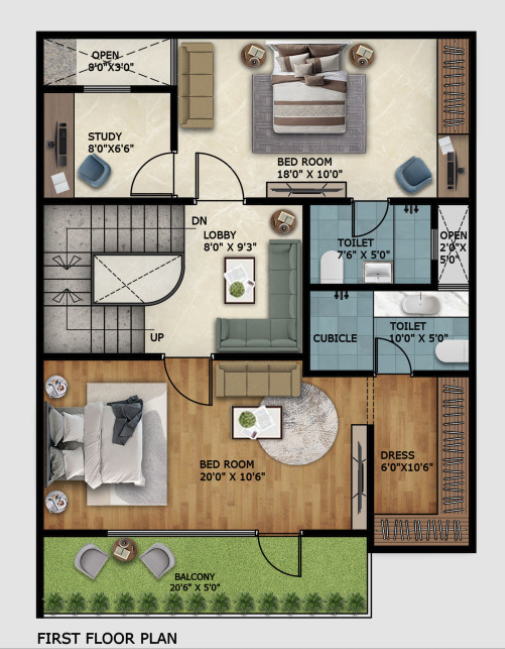  greens villa 2 d block Floor Plan First Floor Plan
