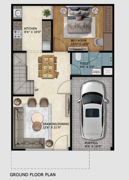  greens villa 2 d block Floor Plan Ground Floor Plan