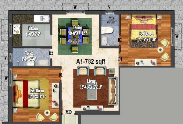 Devi Aishwariyam (2BHK+2T (782 sq ft) 782 sq ft)