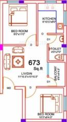 EGB Savitri (2BHK+1T (673 sq ft) 673 sq ft)