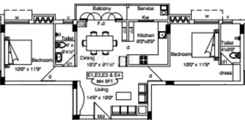 Priya Mugalivakkam (2BHK+2T (994 sq ft) 994 sq ft)