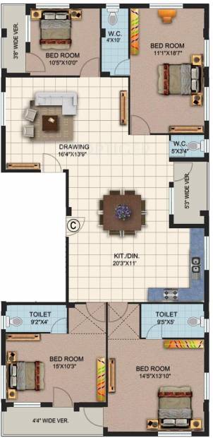 Krishna Samrat Apartment (4BHK+2T (2,642 sq ft) 2642 sq ft)