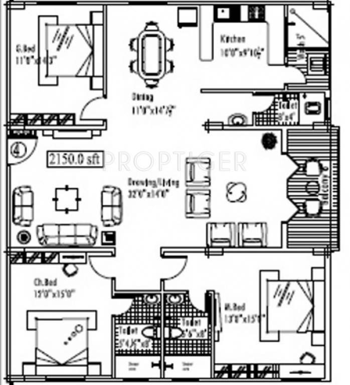Royal Symphony Royale (3BHK+3T (2,150 sq ft) 2150 sq ft)