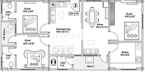 Royal Komala Nivas (3BHK+3T (1,231 sq ft) 1231 sq ft)
