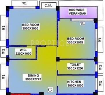 MB Ayush Residency (2BHK+1T (975 sq ft) 975 sq ft)