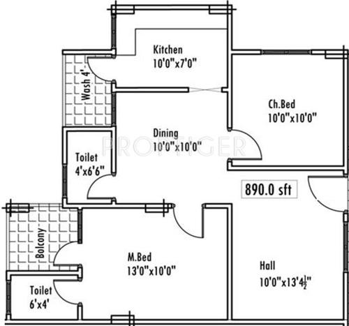 Royal Sun Shine (2BHK+2T (890 sq ft) 890 sq ft)