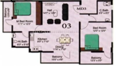 Mathapathi Regency (2BHK+2T (1,100 sq ft) 1100 sq ft)