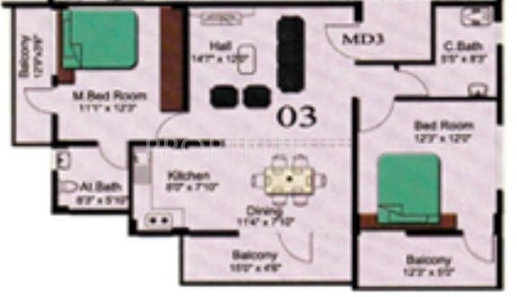 Mathapathi Regency (2BHK+2T (1,100 sq ft) 1100 sq ft)