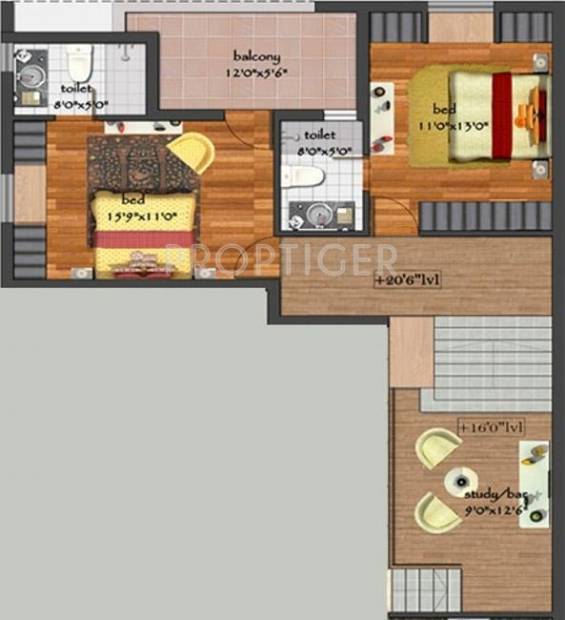 Devi Constructions Devi Morning Dreams Floor Plan (3BHK+3T)
