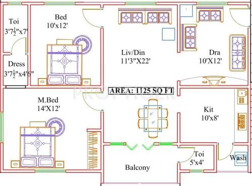 Aakriti Saptagiri Tower (2BHK+2T (1,125 sq ft) 1125 sq ft)
