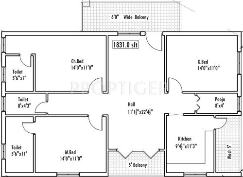 Royal Safalya (3BHK+3T (1,831 sq ft)   Pooja Room 1831 sq ft)