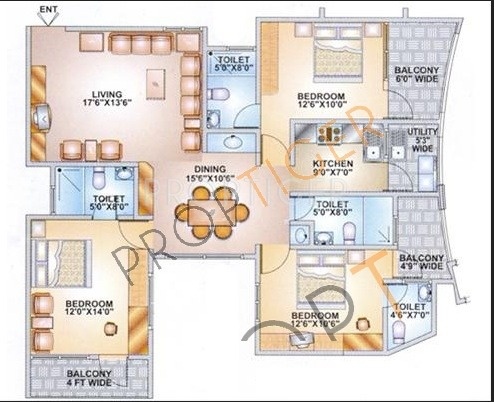 Ittina Ittina Padma Floor Plan (3BHK+3T)