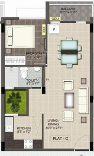 Ramaniyam Maanas (1BHK+1T (696 sq ft) 696 sq ft)