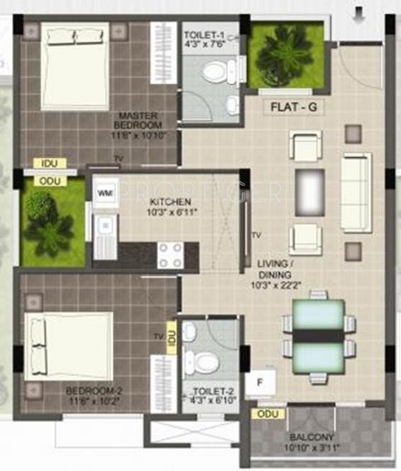 Ramaniyam Maanas (2BHK+2T (899 sq ft) 899 sq ft)