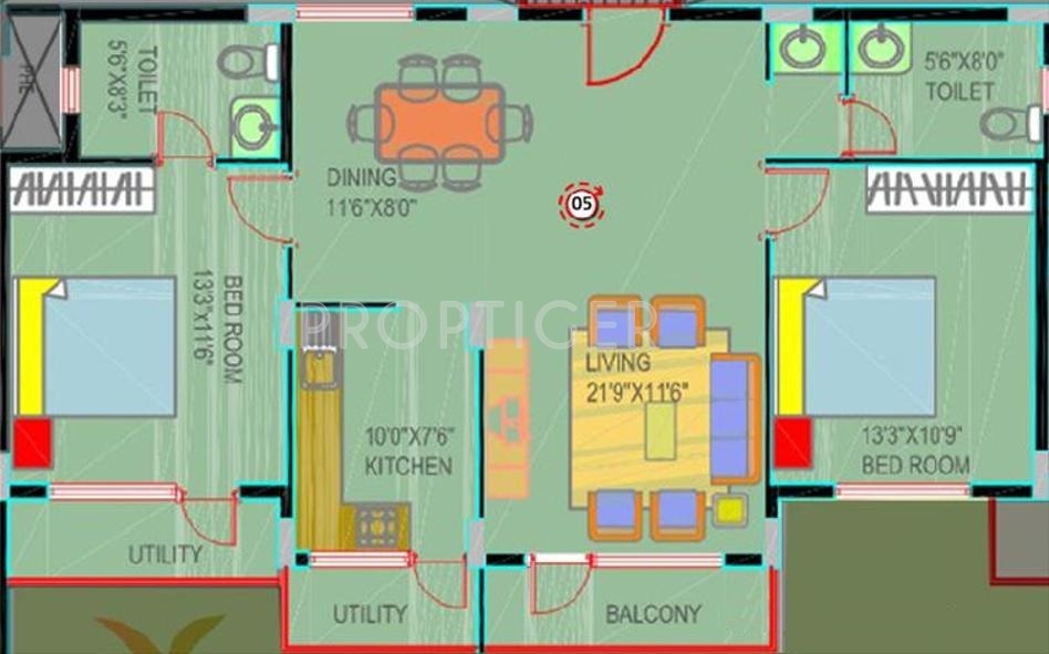 Sree Properties Utopia (2BHK+2T (1,246 sq ft) 1246 sq ft) Sree Properties Utopia (2BHK+2T (1,246 sq ft) 1246 sq ft)