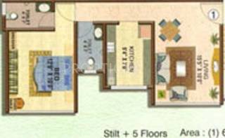 Floor Plan (1BHK+2T) Vakratunda Vakratunda Residency III Floor Plan (1BHK+2T)