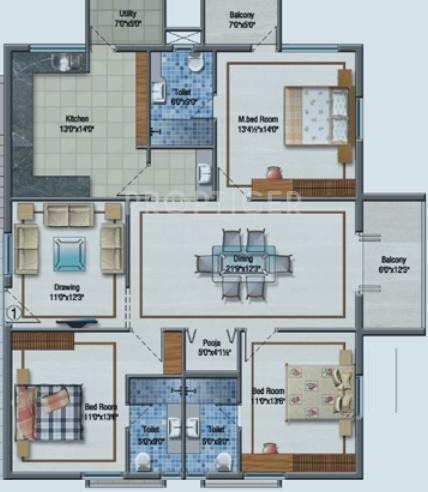 Aditya Imperial Heights (3BHK+3T (1,800 sq ft)   Pooja Room 1800 sq ft)