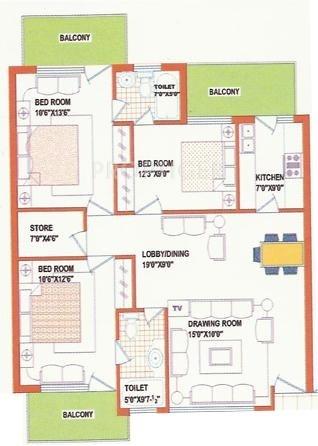 Opera Chandigarh Enclave (3BHK+2T (1,275 sq ft) 1275 sq ft)