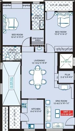 Gauthami Abhiteja Paradise (2BHK+2T (1,315 sq ft) 1315 sq ft)