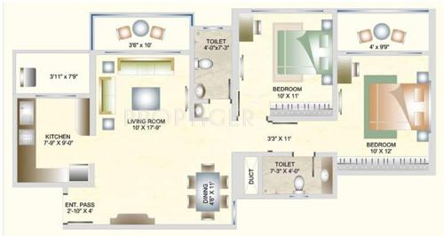 DB Orchid Suburbia (2BHK+2T (873 sq ft) 873 sq ft)