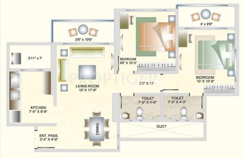 DB Orchid Suburbia (2BHK+2T (999 sq ft) 999 sq ft)