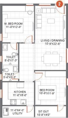 Pradeep Srinilaya Sterling Court II (2BHK+2T (1,123 sq ft) 1123 sq ft)