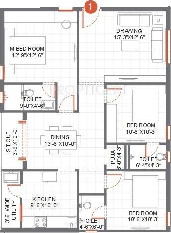 Pradeep Srinilaya Sterling Court II (3BHK+3T (1,526 sq ft) 1526 sq ft)