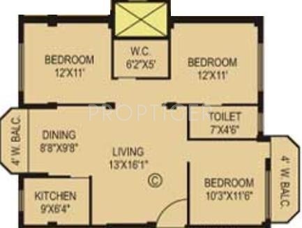 Starlite Sunny Dew (3BHK+2T (1,275 sq ft) 1275 sq ft)