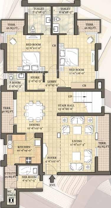 Vipul Greens (4BHK+4T (3,440 sq ft)   Servant Room 3440 sq ft)