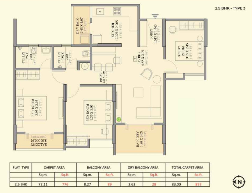 893 sq ft 2 BHK 2T Apartment for Sale in Nivasa Associates Nivasa ...