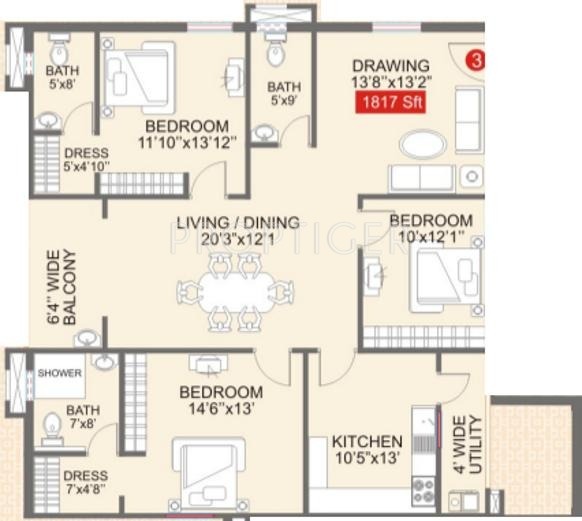 Legend Galaxy (3BHK+3T (1,817 sq ft) 1817 sq ft)