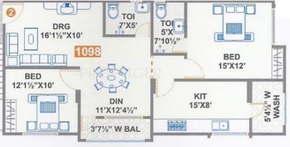 Maphar Faiz Residency (2BHK+2T (1,098 sq ft) 1098 sq ft)