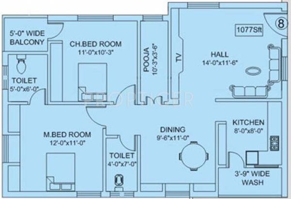 Sark Heights One (2BHK+2T (1,077 sq ft) + Pooja Room 1077 sq ft) Sark Heights One (2BHK+2T (1,077 sq ft) + Pooja Room 1077 sq ft)