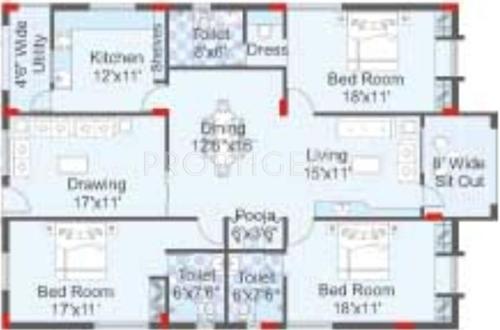 Sri Windsor (3BHK+3T (2,200 sq ft)   Pooja Room 2200 sq ft)