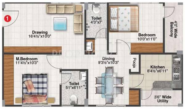NMR ABR Residency (2BHK+2T (990 sq ft)   Pooja Room 990 sq ft)