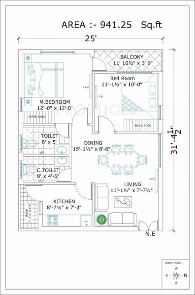 Skypx Heights (2BHK+2T (941 sq ft) 941 sq ft)