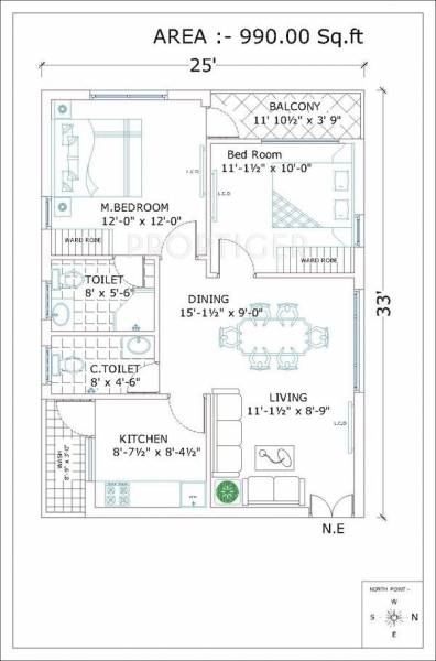 Skypx Heights (2BHK+2T (990 sq ft) 990 sq ft)