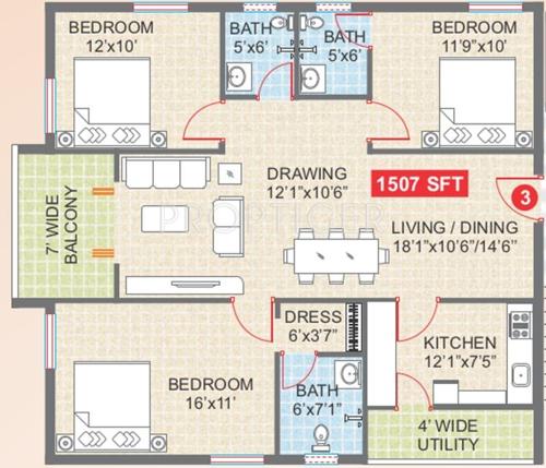 Legend Admiral (3BHK+3T (1,507 sq ft) 1507 sq ft)