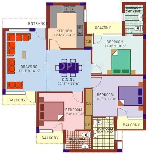 Mittals Rishi Apartments (3BHK+3T (1,550 sq ft) 1550 sq ft)