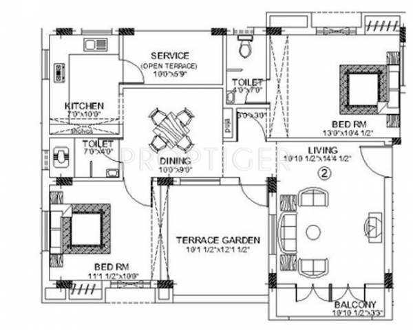 Pushkar The Syndicate Circle (2BHK+2T (1,147 sq ft)   Pooja Room 1147 sq ft)