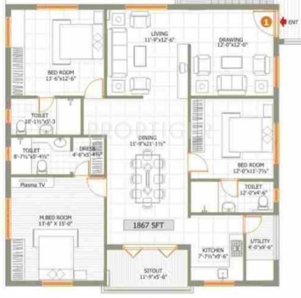 Alekhya Raindrops (3BHK+3T (1,867 sq ft) 1867 sq ft) Alekhya Raindrops (3BHK+3T (1,867 sq ft) 1867 sq ft)