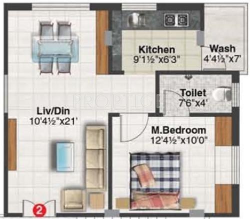 RSRPPL Srujana Residency (1BHK+1T (700 sq ft) 700 sq ft)