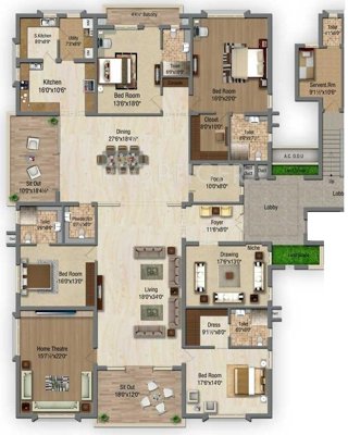 Sri Aditya Summit (4BHK+4T (5,815 sq ft)   Servant Room 5815 sq ft)