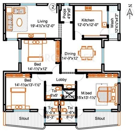 Prapurna Shantham (3BHK+3T (2,212 sq ft)   Pooja Room 2212 sq ft)
