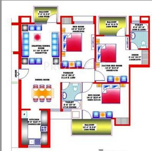 Zion Stonecrop II (3BHK+3T (1,620 sq ft) 1620 sq ft)