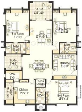 Sri Aditya Hill Top (3BHK+3T (2,755 sq ft)   Pooja Room 2755 sq ft)