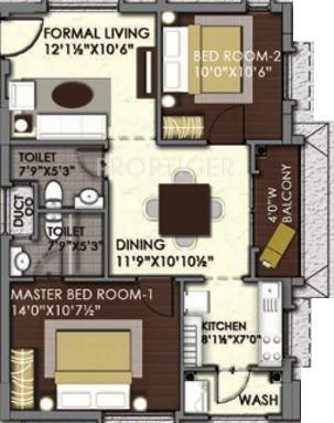 Silpa Cyber View (2BHK+2T (1,043 sq ft) 1043 sq ft)