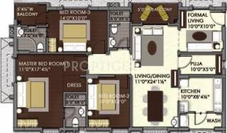 Silpa Cyber View (3BHK+3T (1,855 sq ft)   Pooja Room 1855 sq ft)