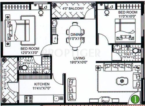 Satya Krishna Kalyan Residency (2BHK+2T (900 sq ft) 900 sq ft)